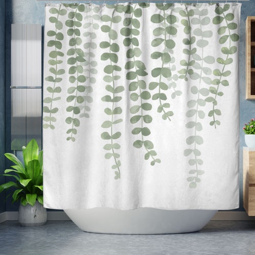 Eucalyptus Leaves Shower Curtain Bathroom Set Botanical - Etsy