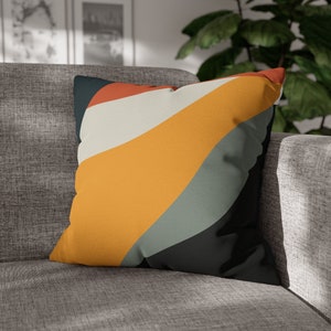Boho Throw Pillow, Mid Century Modern Abstract Shapes Pillow Cover, Retro Funky Throw Pillows, Mustard Burnt Orange Navy Mid Mod Home Decor