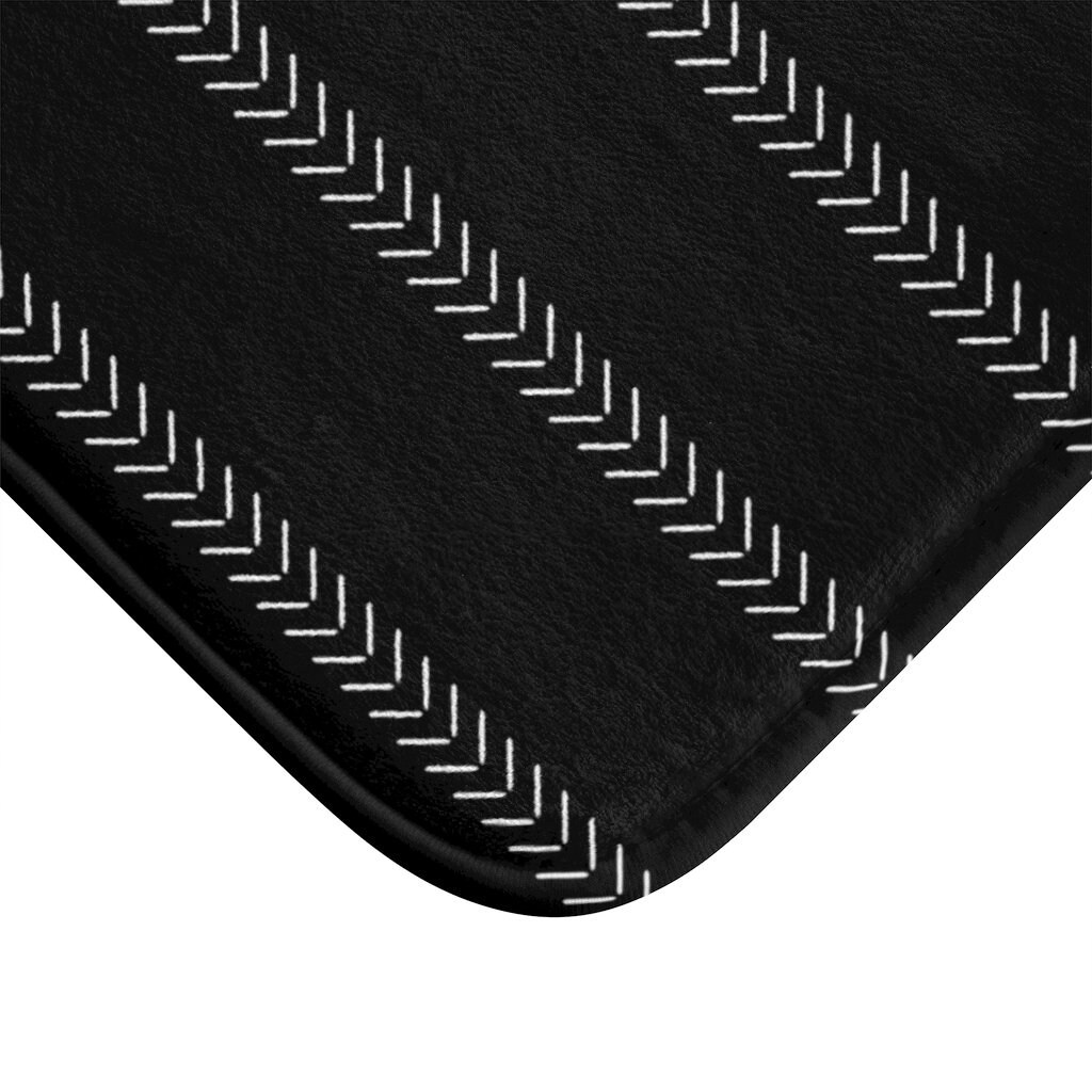 Boho Bath Mat Minimalist Mudcloth Chevron Pattern Black and Etsy