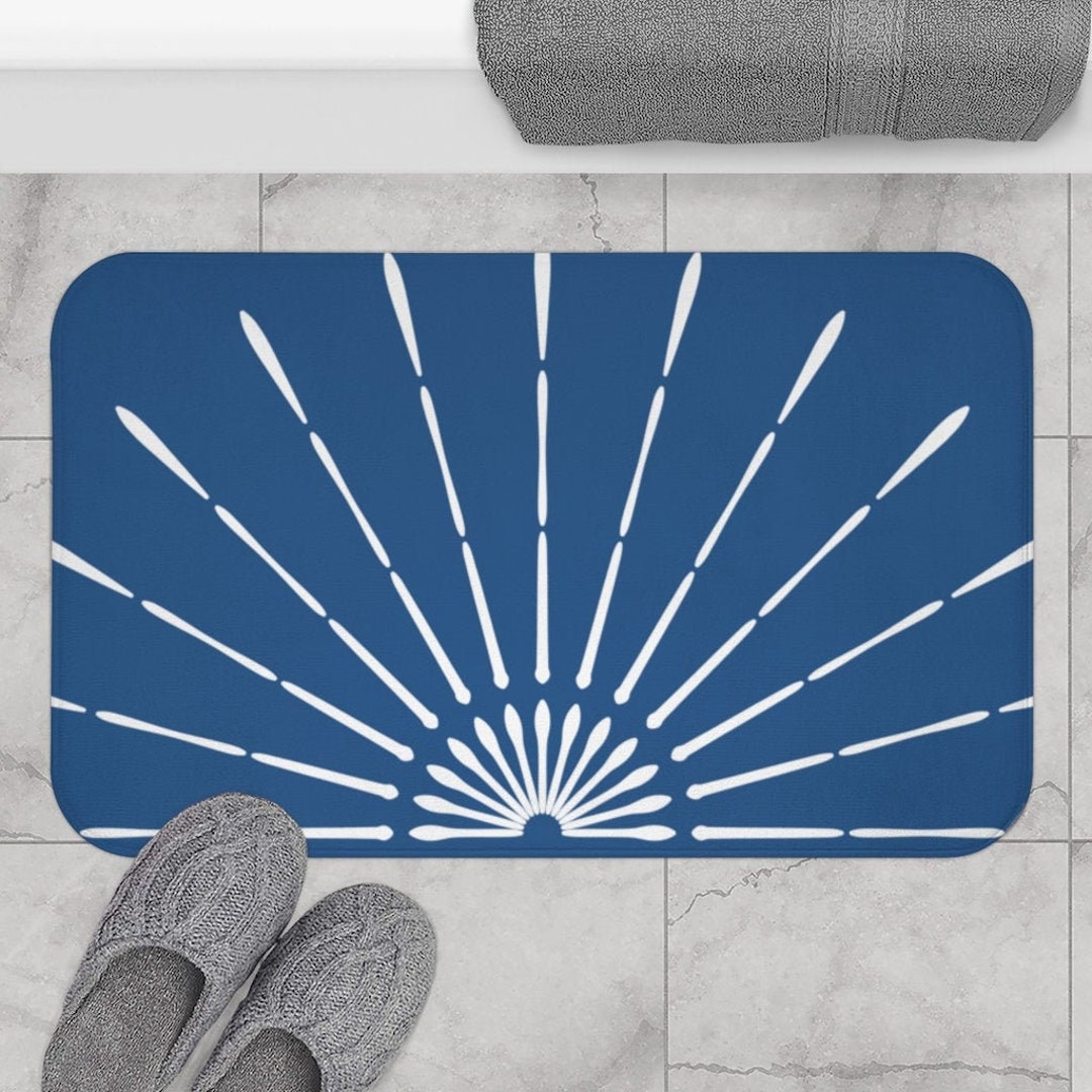 Boho Bath Mat, Retro Sunburst Bohemian Bath Rug, Boho Chic Vintage