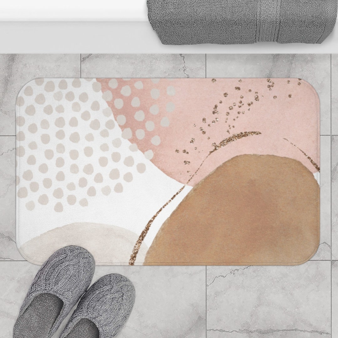 Abstract Art Bath Mat, Non-slip Modern Boho Chic Bath Rug With Organic ...