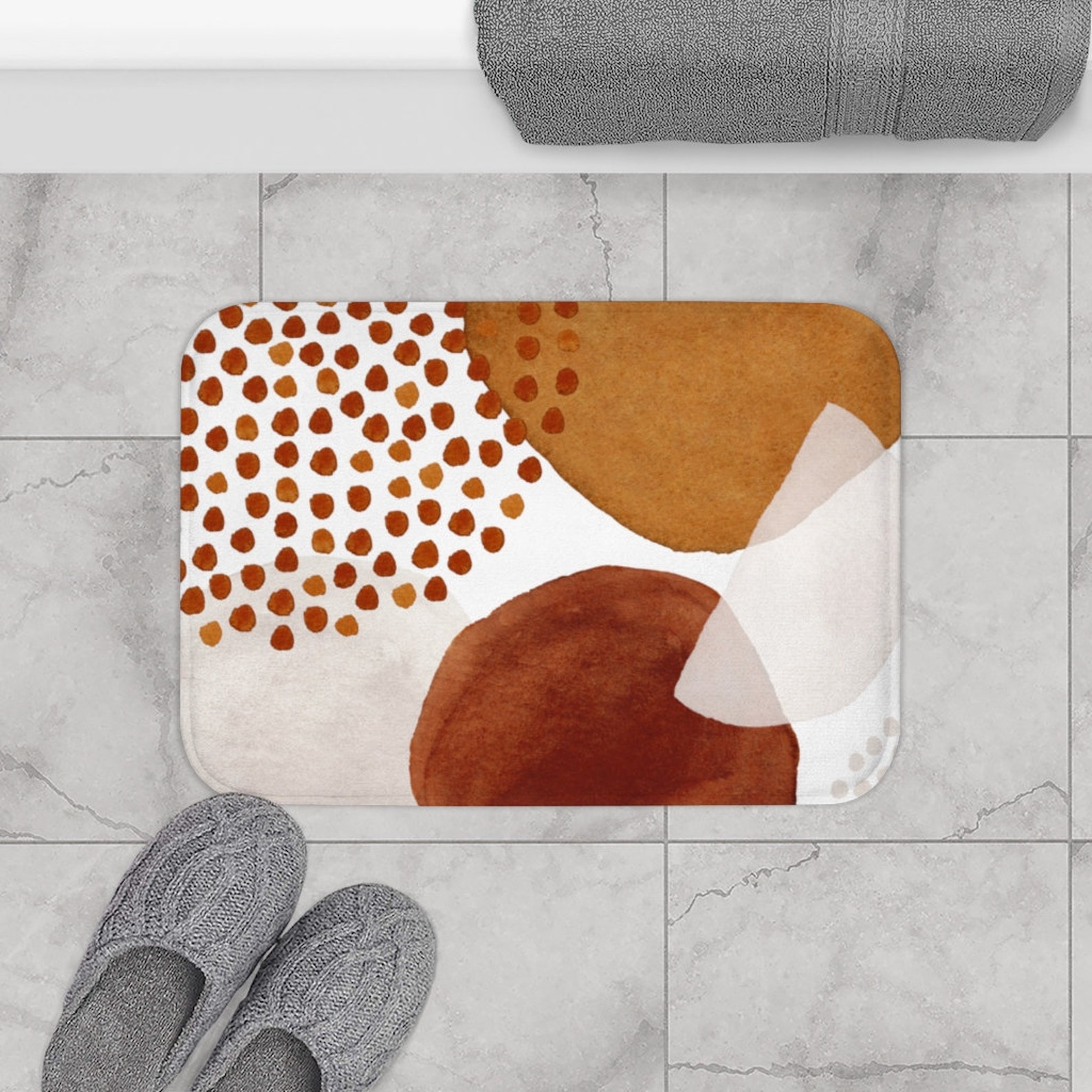 Abstract Art Bath Mat Nonslip Modern Boho Chic Bath Rug With Etsy