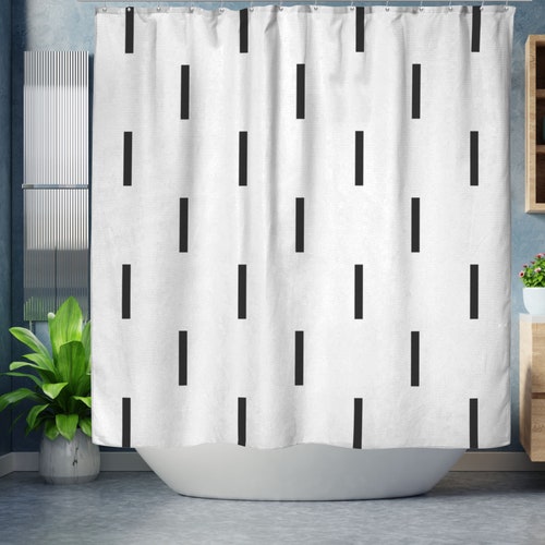 Minimalist Shower Curtain Black and White Shower Curtain Etsy