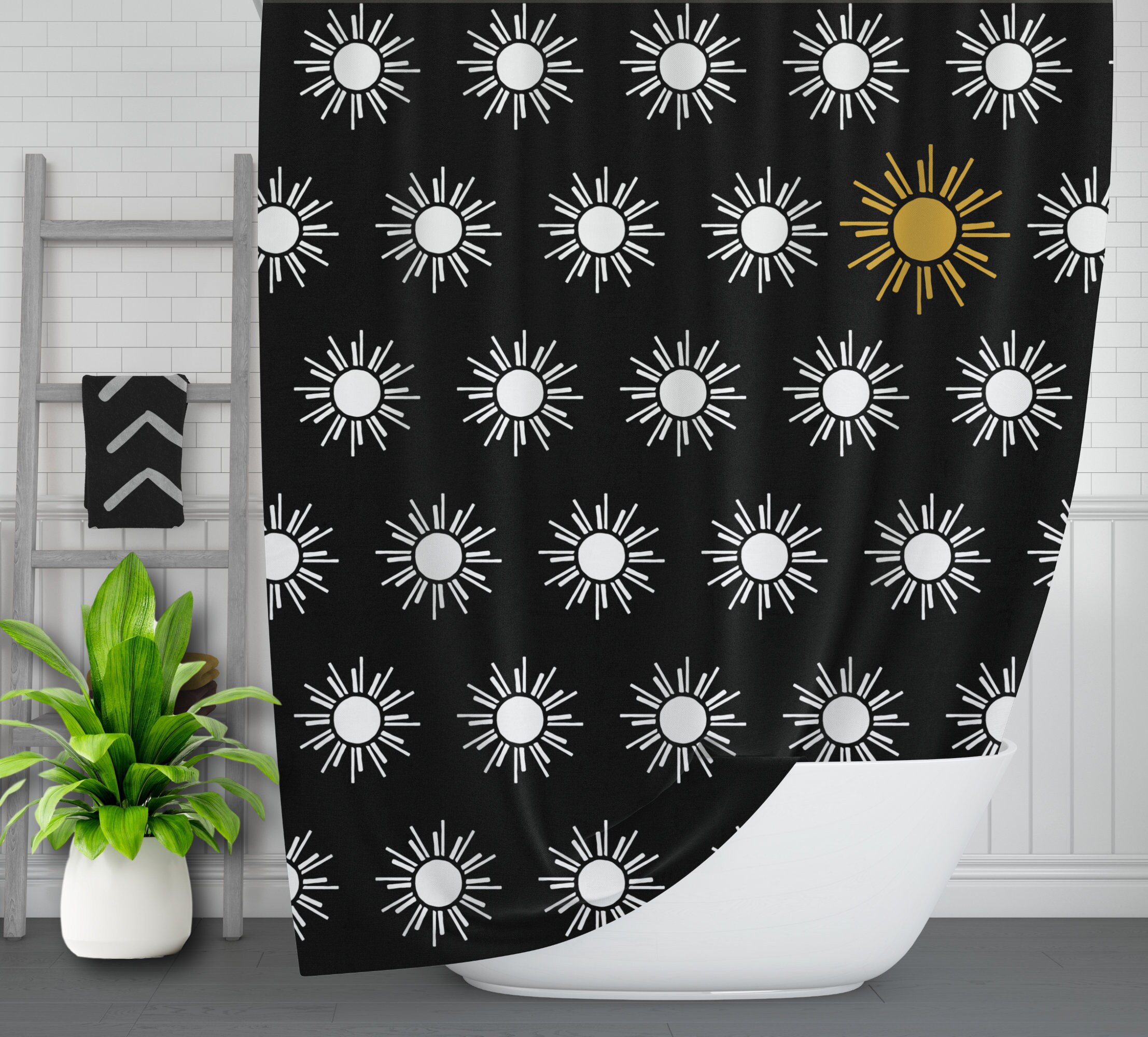 Boho Shower Curtain Sun Shower Curtain Boho Decor Etsy