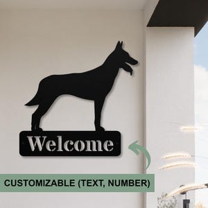 Belgian Malinois Gifts, Welcome Sign, Belgian Malinois Art, Personalized Dog Silhouette Metal Wall Decor, Welcome Porch Sign, Christmas Gift