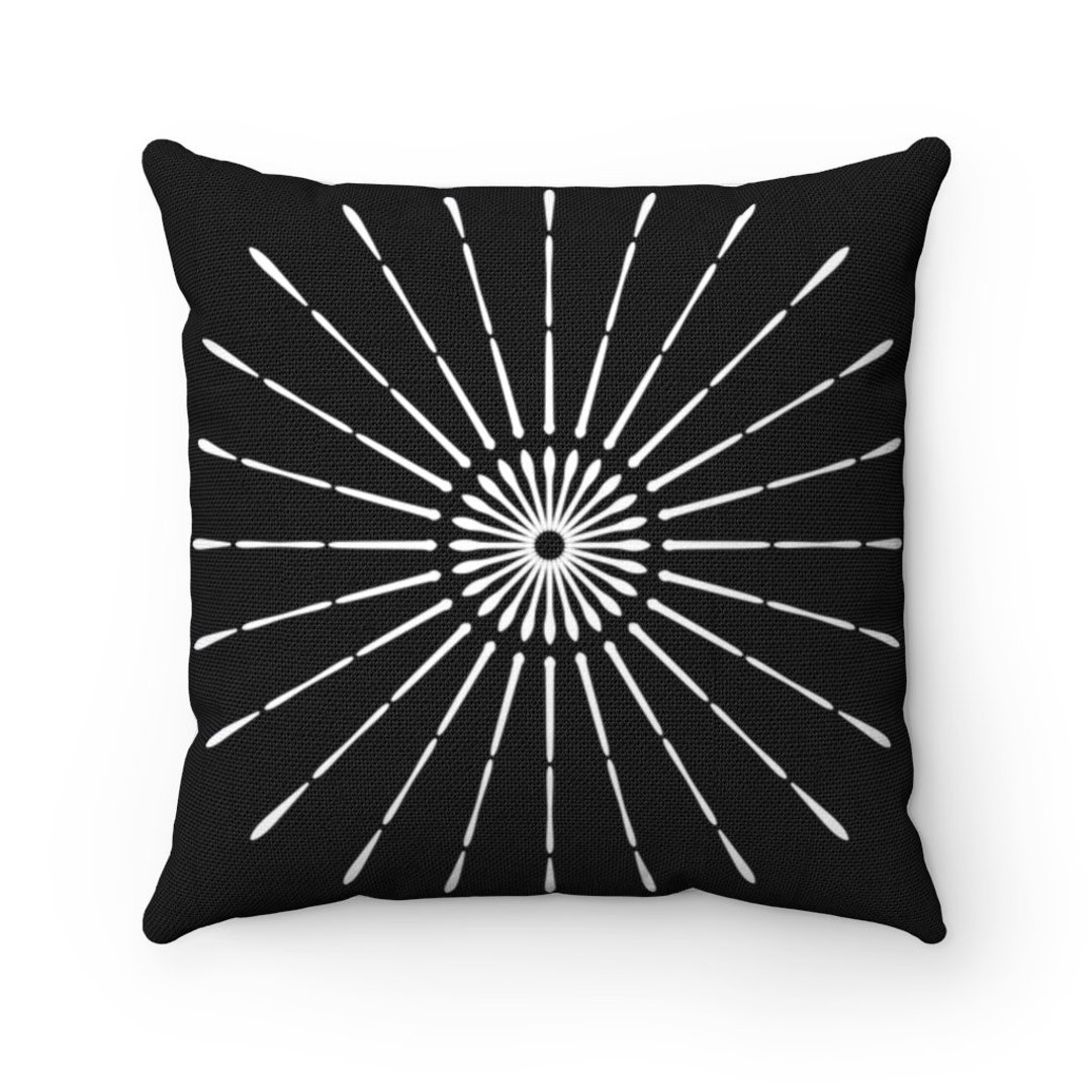 Boho Throw Pillow Black and White Retro Sunburst Throw Pillow Etsy