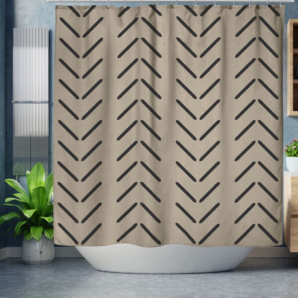 Blue Chevron Curtain Etsy