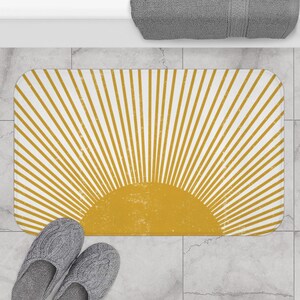 Boho Shower Curtain, Mid Century Modern Sun Bohemian Retro Shower Curtain, Mustard Yellow Vintage Style Distressed Sunburst, Grunge Sunrays image 10