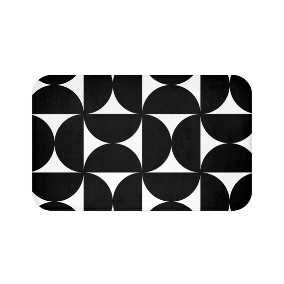 Retro Bath Mat, Bauhaus Abstract Shapes Mid Century Modern