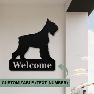 Giant Schnauzer Gifts, Welcome Sign, Custom Giant Schnauzer Sign, Personalized Giant Schnauzer Art, Dog Silhouette Metal Wall Porch Decor