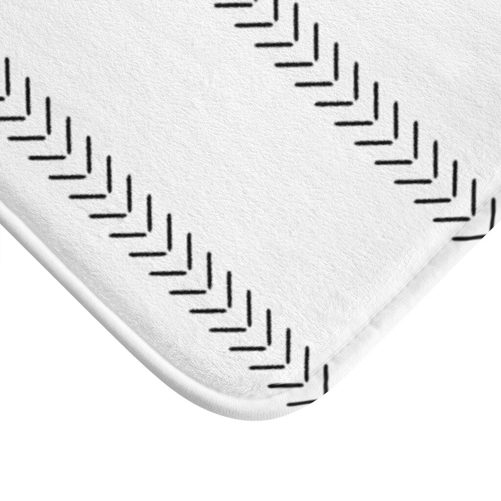Boho Bath Mat Minimalist Mudcloth Chevron Pattern Black and Etsy