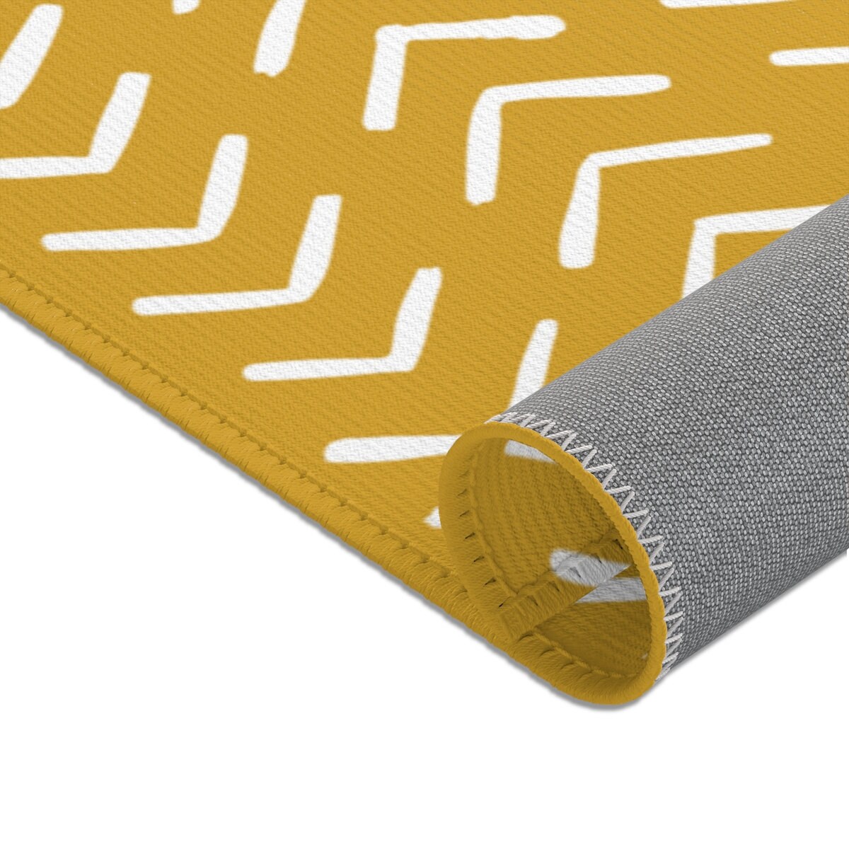 Boho Rug Mudcloth Chevron Pattern Mustard Area Rug Modern Etsy