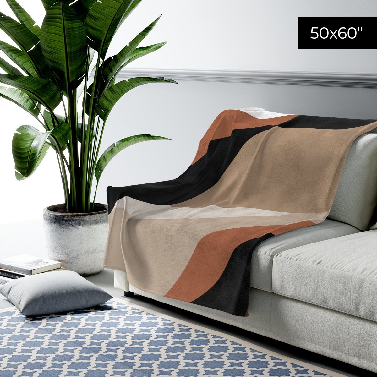 Beige and black throw blanket sale