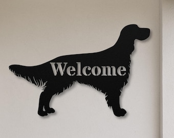 English Setter Gifts, Welcome Sign, Custom Dog Metal Wall Art, Personalized Dog Silhouette Welcome Porch Sign, English Setter Art, Door Sign
