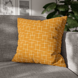 Retro Throw Pillow Cover, Mustard Yellow Atomic Starburst Mid Century Modern Boho Decorative Pillows, Mcm 50s 60s 70s Mid Mod Funky Decor