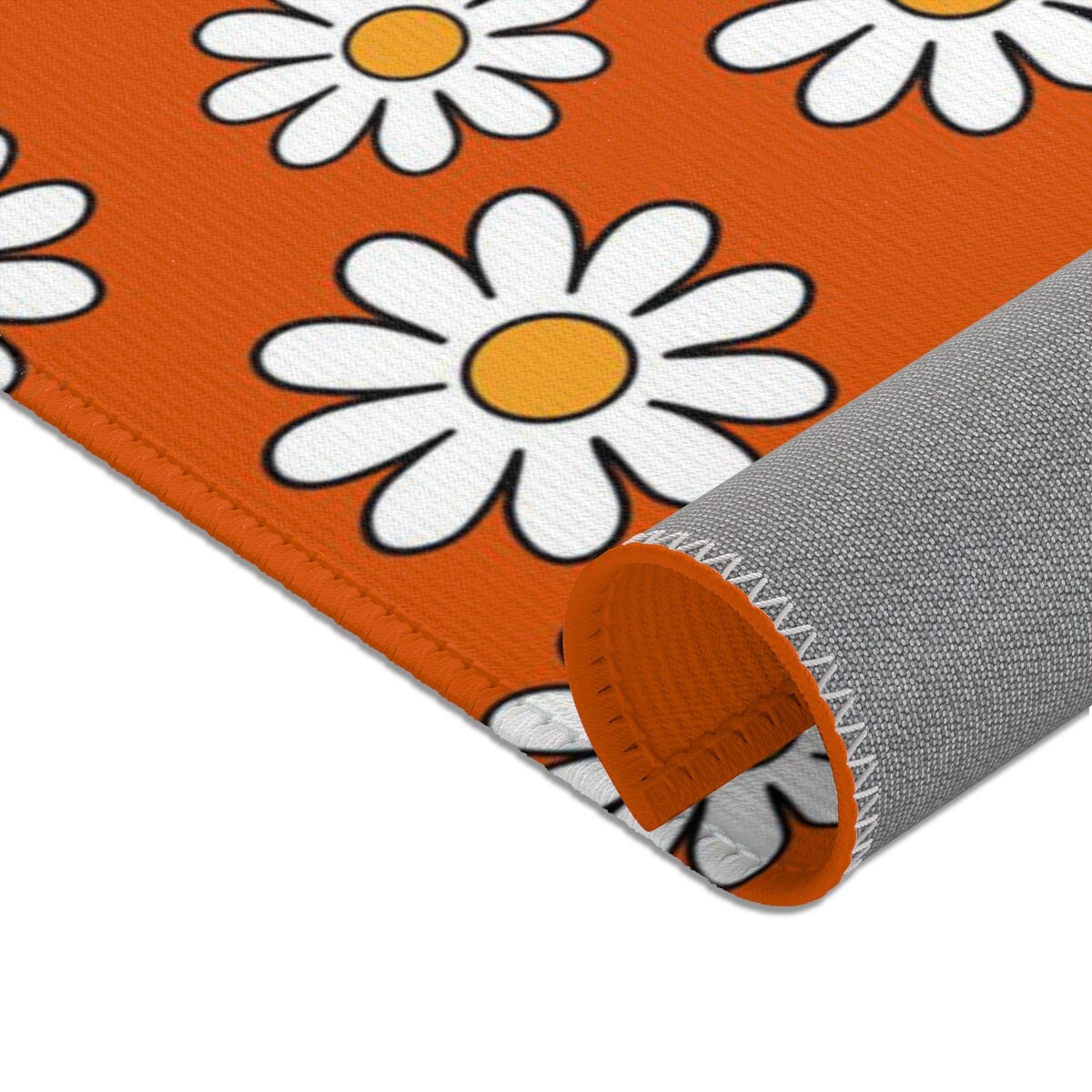 70s Rug Retro Flower Rug Daisy Hippie Rug Cute Rug Orange Etsy