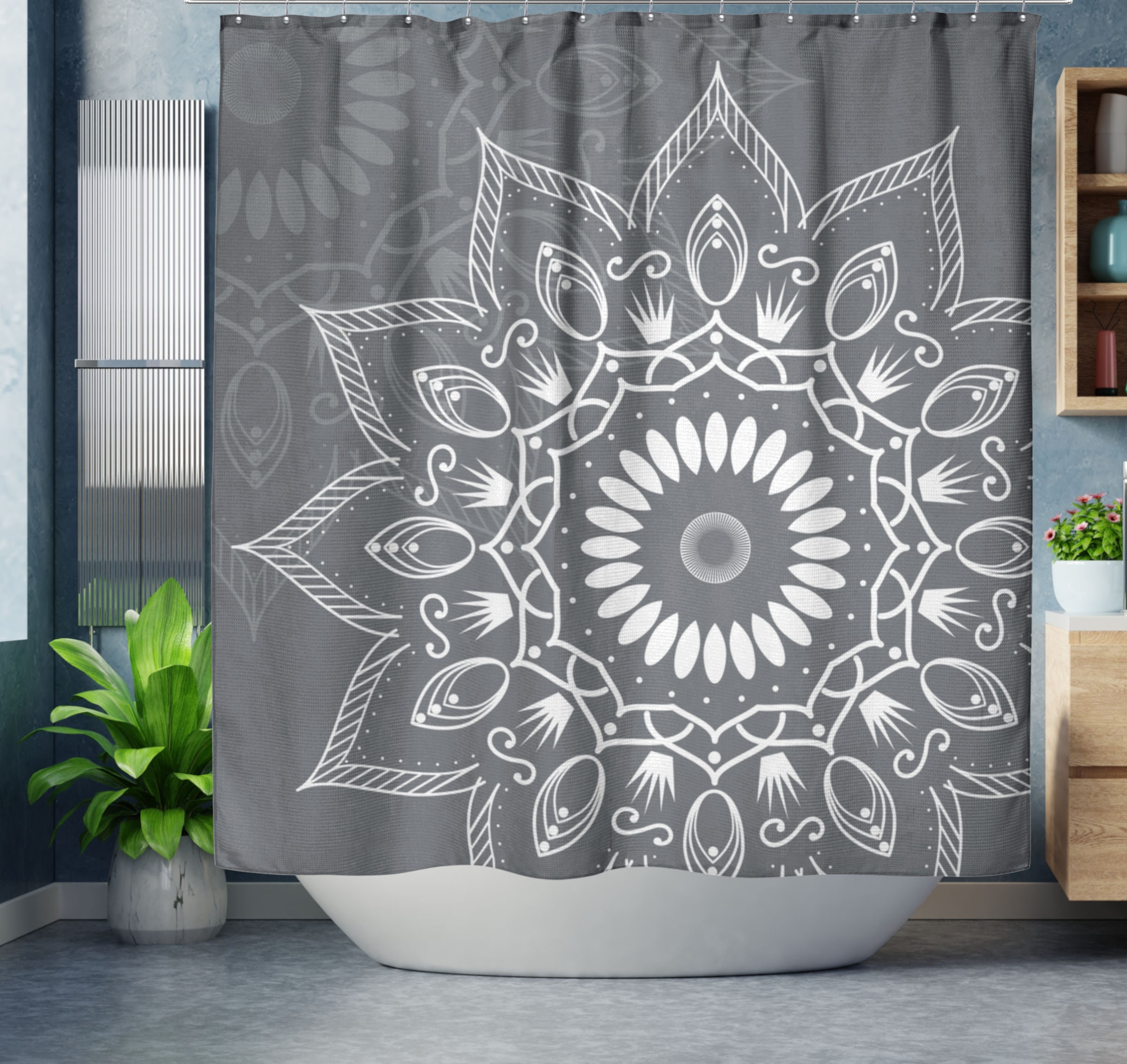 Mandala Seamless Tile Cm Bathroom Patternshower 160x180 Decor Curtain
