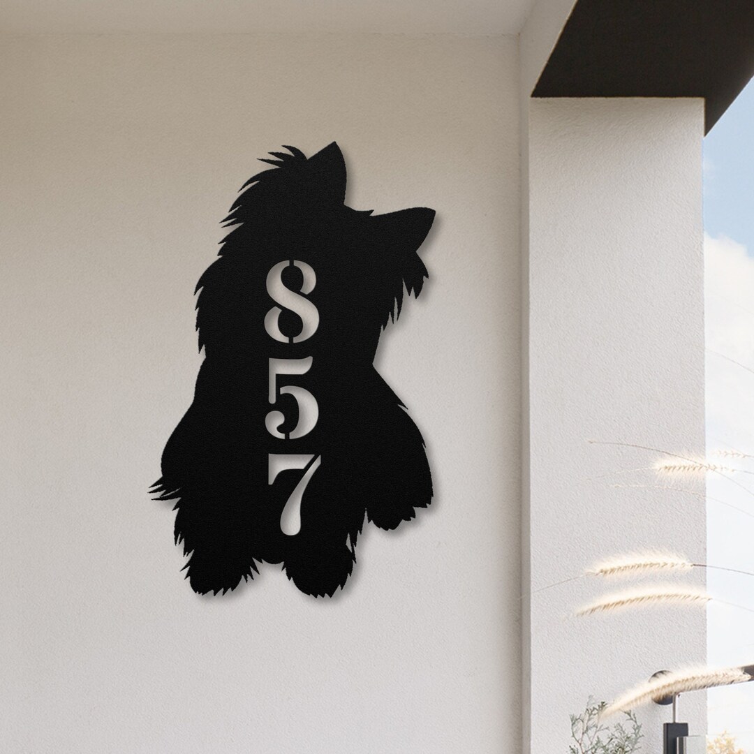 Yorkie Custom House Number Sign, Yorkie Gifts, Personalized Dog Metal ...