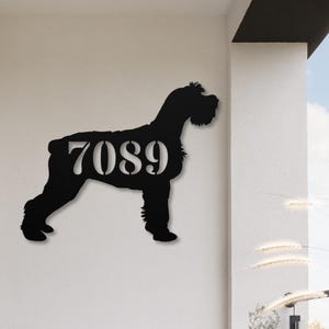 Giant Schnauzer Custom House Number Sign, Giant Schnauzer Gifts, Personalized Dog Metal Wall Art, Front Porch Address Sign, Dog Door Sign
