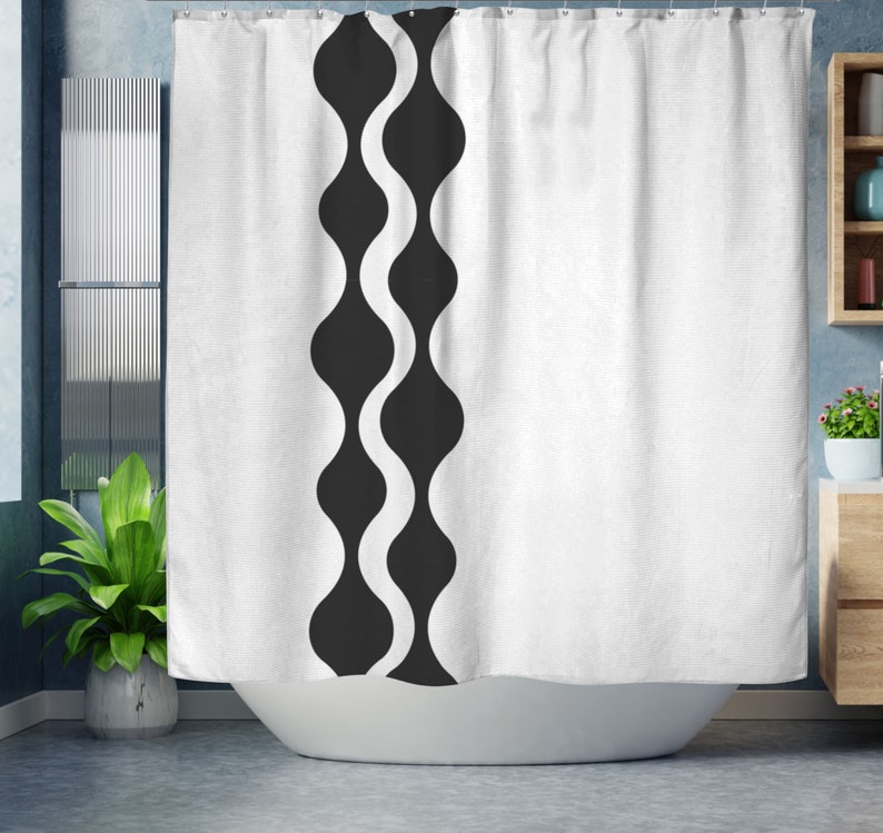 Minimalist Shower Curtain Black and White Shower Curtain Etsy
