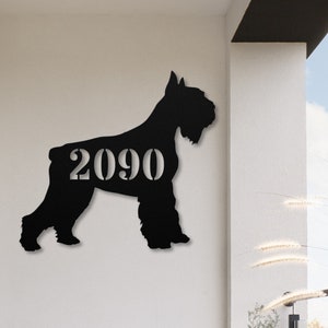 Giant Schnauzer Custom House Number Sign, Giant Schnauzer Gifts, Personalized Dog Metal Wall Art, Front Porch Address Sign, Dog Door Sign