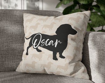 Dachshund 'I Love You' Throw Pillow Cover - 18x18 Inch Flannel, Perfect Dachshund Lover Gift