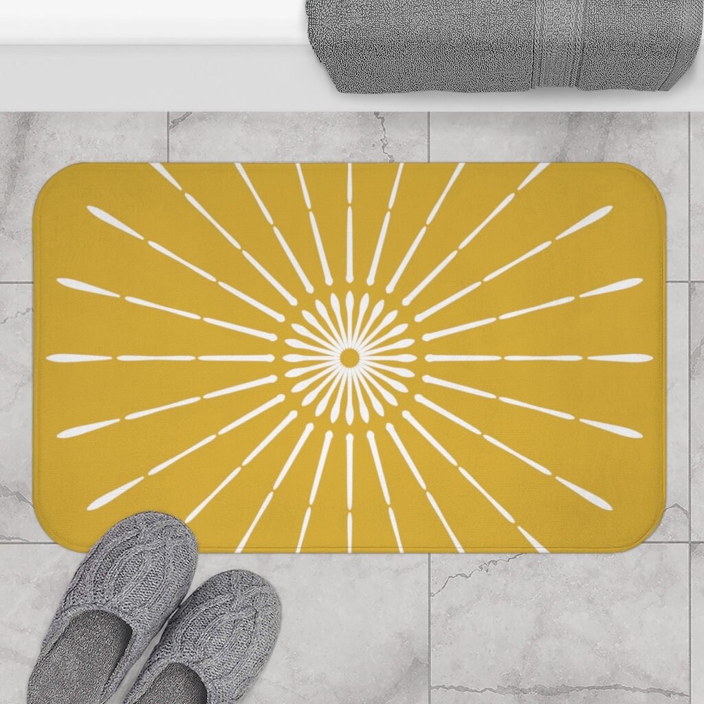 Boho Bath Mat Retro Sunburst Bohemian Bath Rug Boho Chic Etsy UK