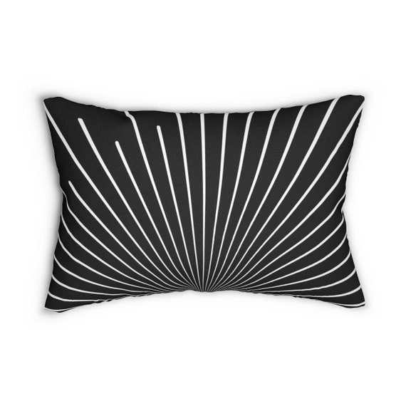 Boho Lumbar Pillow Black White Retro Sunburst Throw Pillow Cover Funky Modern Decorative Pillows Vintage Style Bohemian Chic Home Decor Etsy Canada