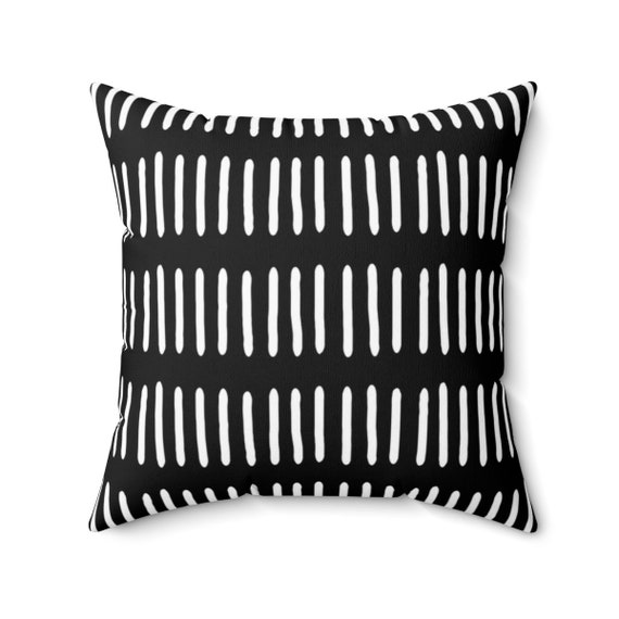 Boho Throw Pillow Black and White Minimalist Throw Pillow Etsy
