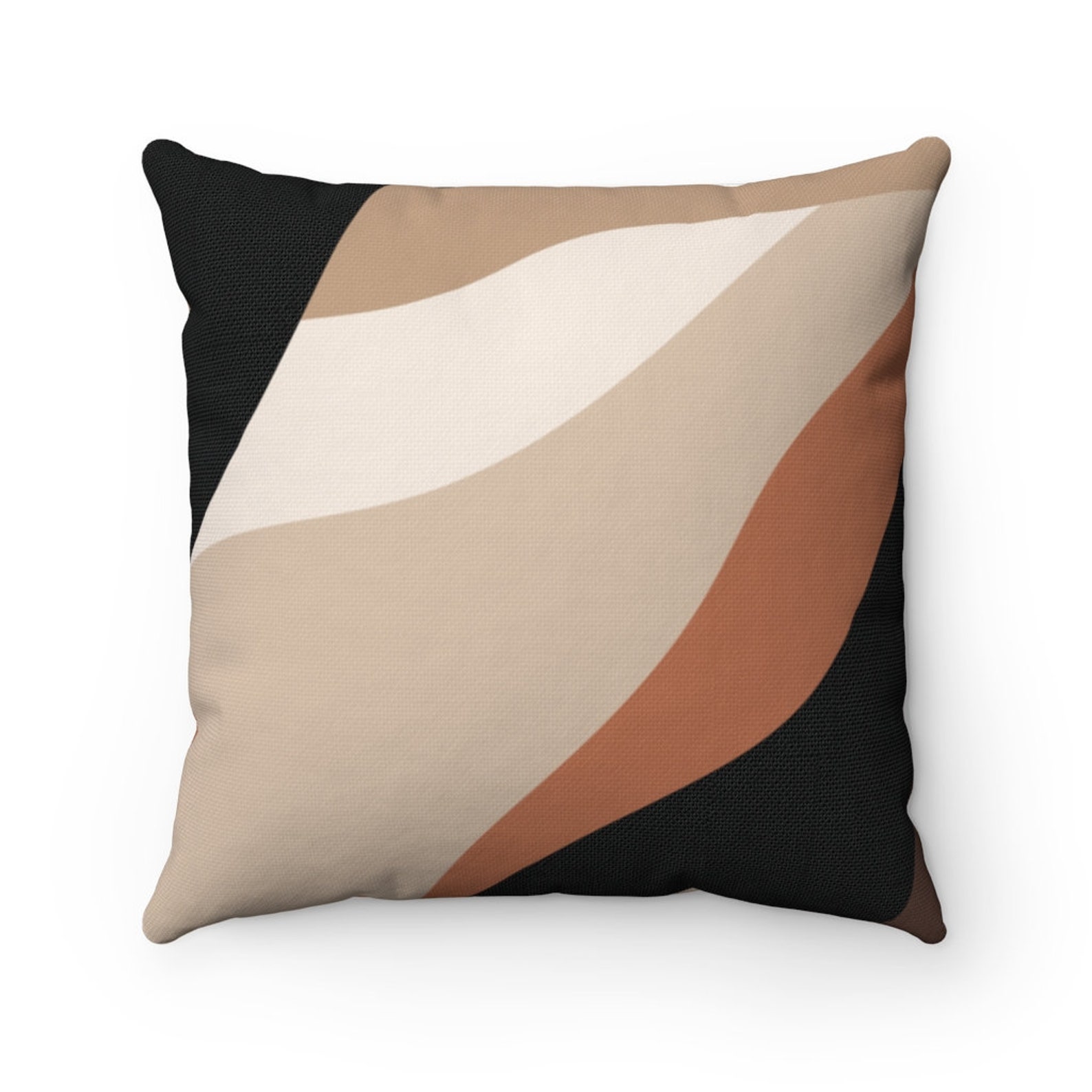 Boho Throw Pillow Beige Black and Brown Mid Century Modern Etsy