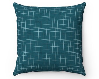Retro Throw Pillow Cover, Dark Teal Atomic Starburst Mid Century Modern Boho Decorative Pillow, 1950s 1960s Vintage Style Home Decor