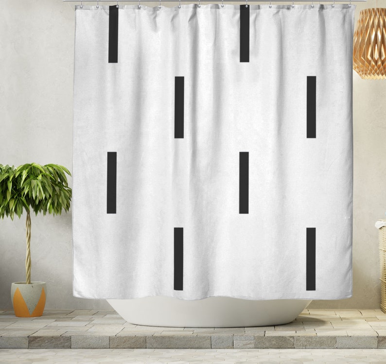 Minimalist Boho Shower Curtain Black and White Modern Etsy