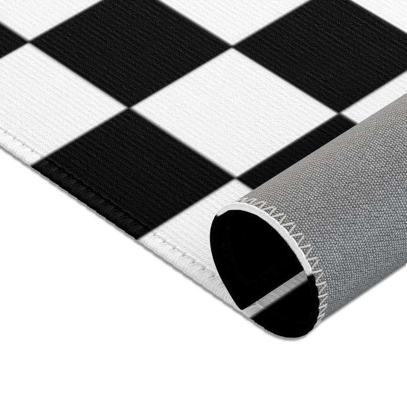 Checkered Rug Black and White Checkerboard Rug Modern Rug Etsy