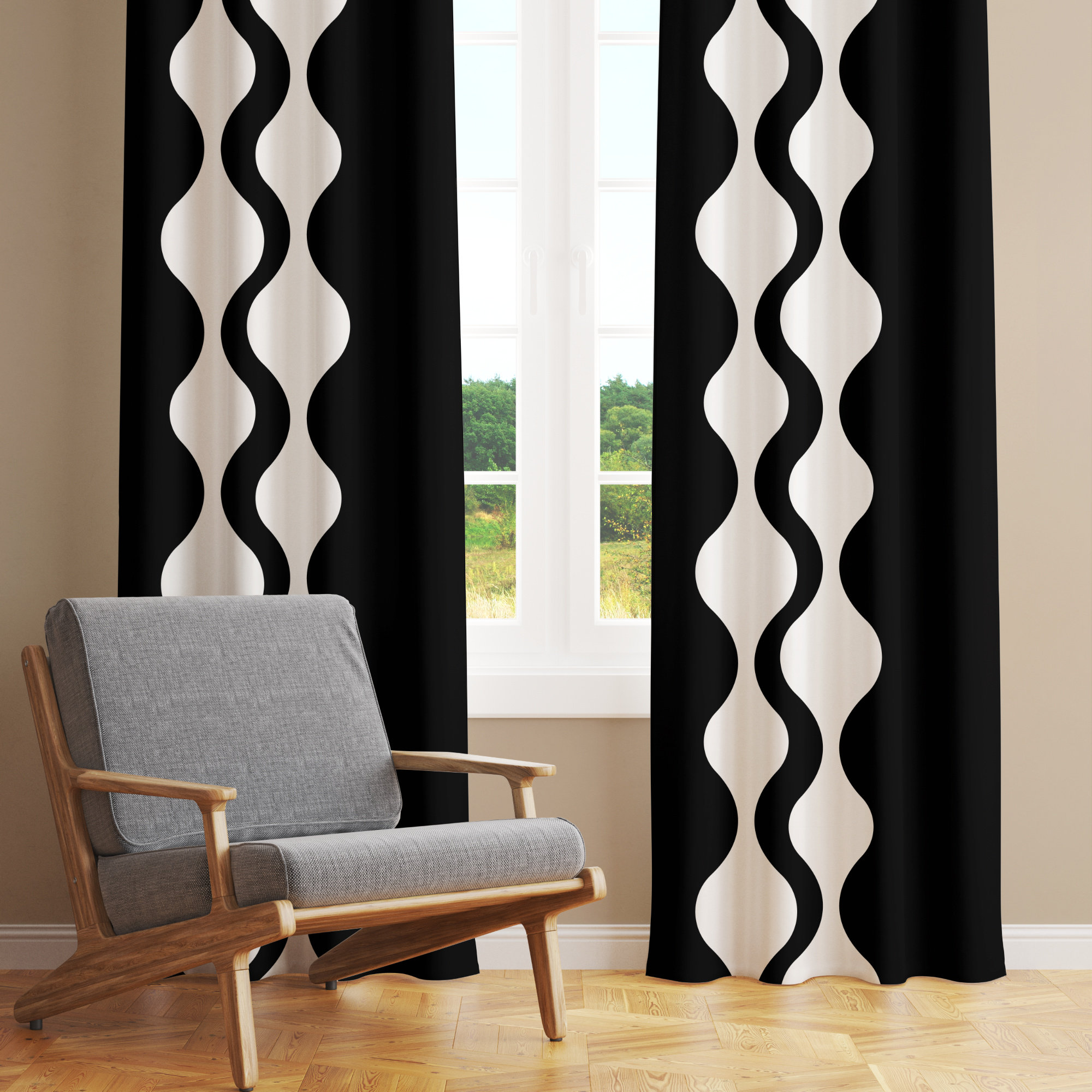 Black and white blackout curtains online