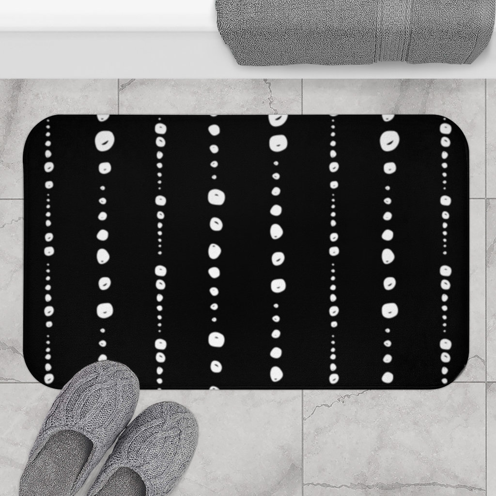 Minimalist Scandinavian Bath Mat Black and White Boho Bath Etsy