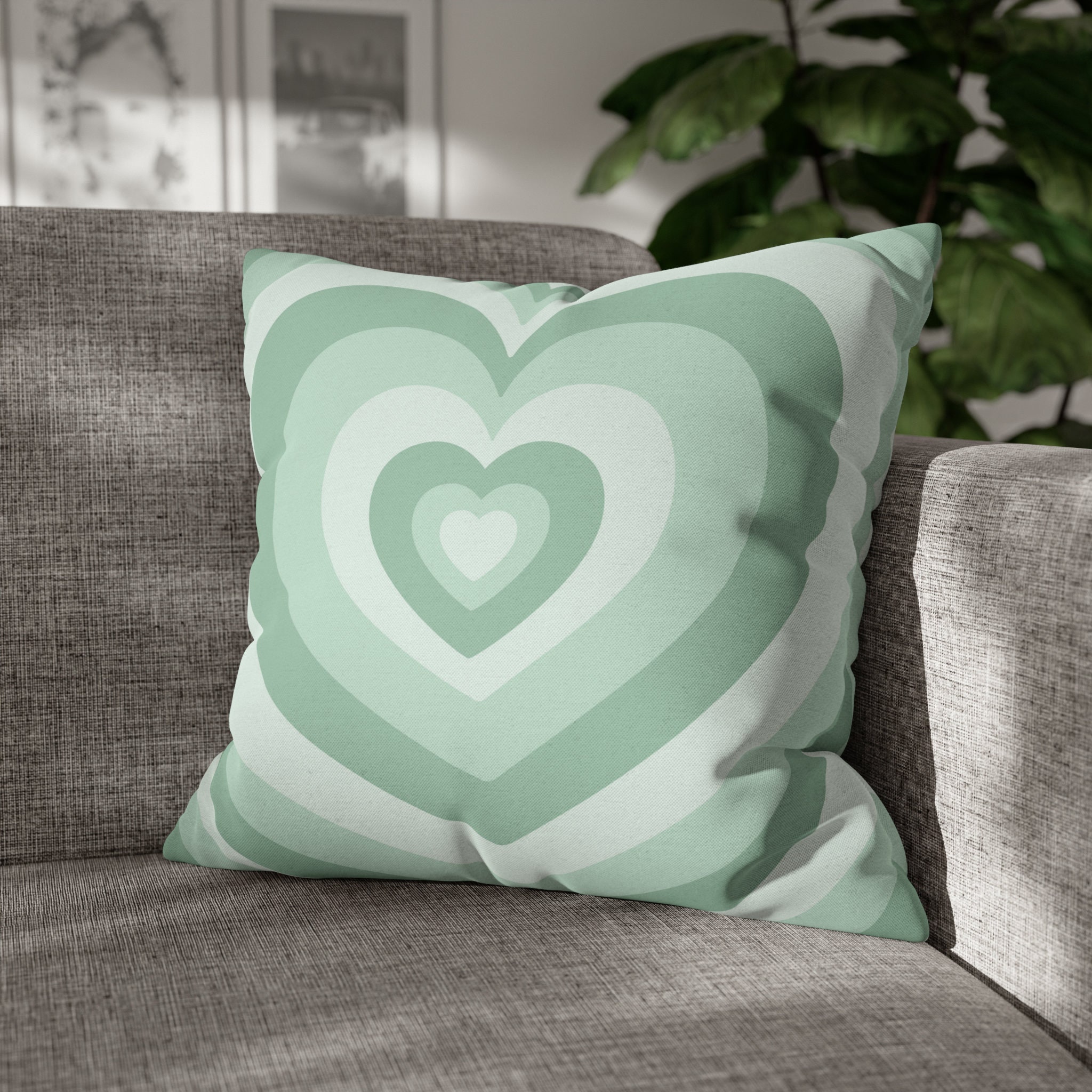 Green heart pillow hot sale
