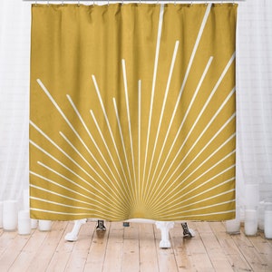 Boho Shower Curtain | Mustard Yellow Sunburst Shower Curtain | Bohemian Decor | Boho Bathroom Decor | Boho Bath Curtain | Housewarming Gift