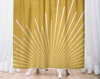 Boho Shower Curtain | Mustard Yellow Sunburst Shower Curtain | Bohemian Decor | Boho Bathroom Decor | Boho Bath Curtain | Housewarming Gift