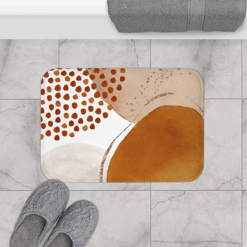 Abstract Art Bath Mat Modern Boho Chic Bath Rug W/ Organic Etsy