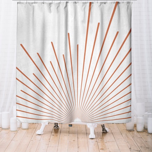 West Indies Boho Modern Shower Curtain Orange Bohemian Etsy