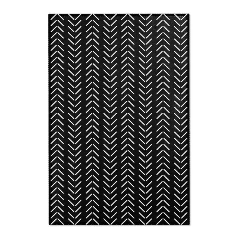 Boho Rug Mudcloth Pattern Black and White Area Rug Modern Etsy