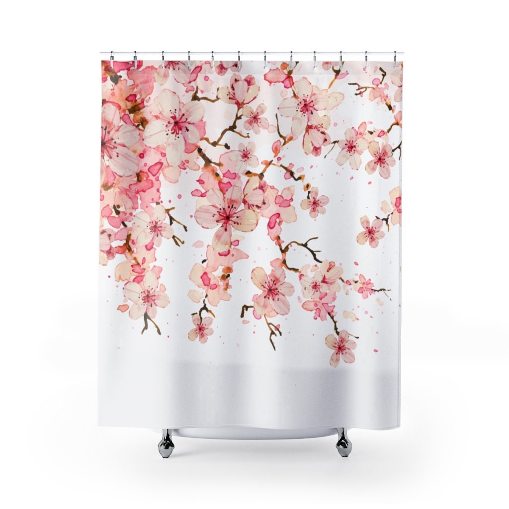 Cherry Blossom Shower Curtain Cherry Branches Floral Etsy