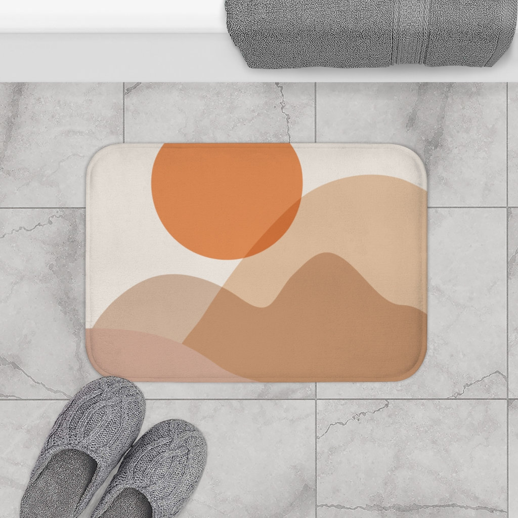 Boho Bath Mat Terracotta Burnt Orange Mid Century Modern Etsy