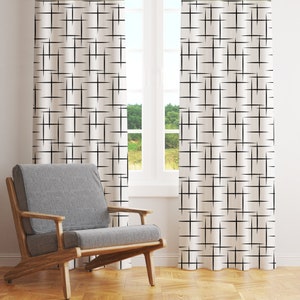 Mid Century Modern Boho Curtains, Retro Mid Mod Blackout Curtains, Black White Atomic Starburst Sheer Curtains, Mcm 50s 60s 70s Funky Decor