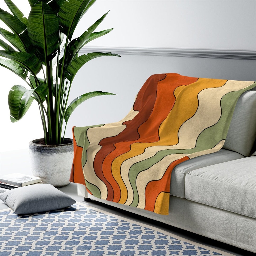 Retro Throw Blanket, Funky Trippy Blanket, Lightweight Hippie Throw Blanket, Psychedelic Plush