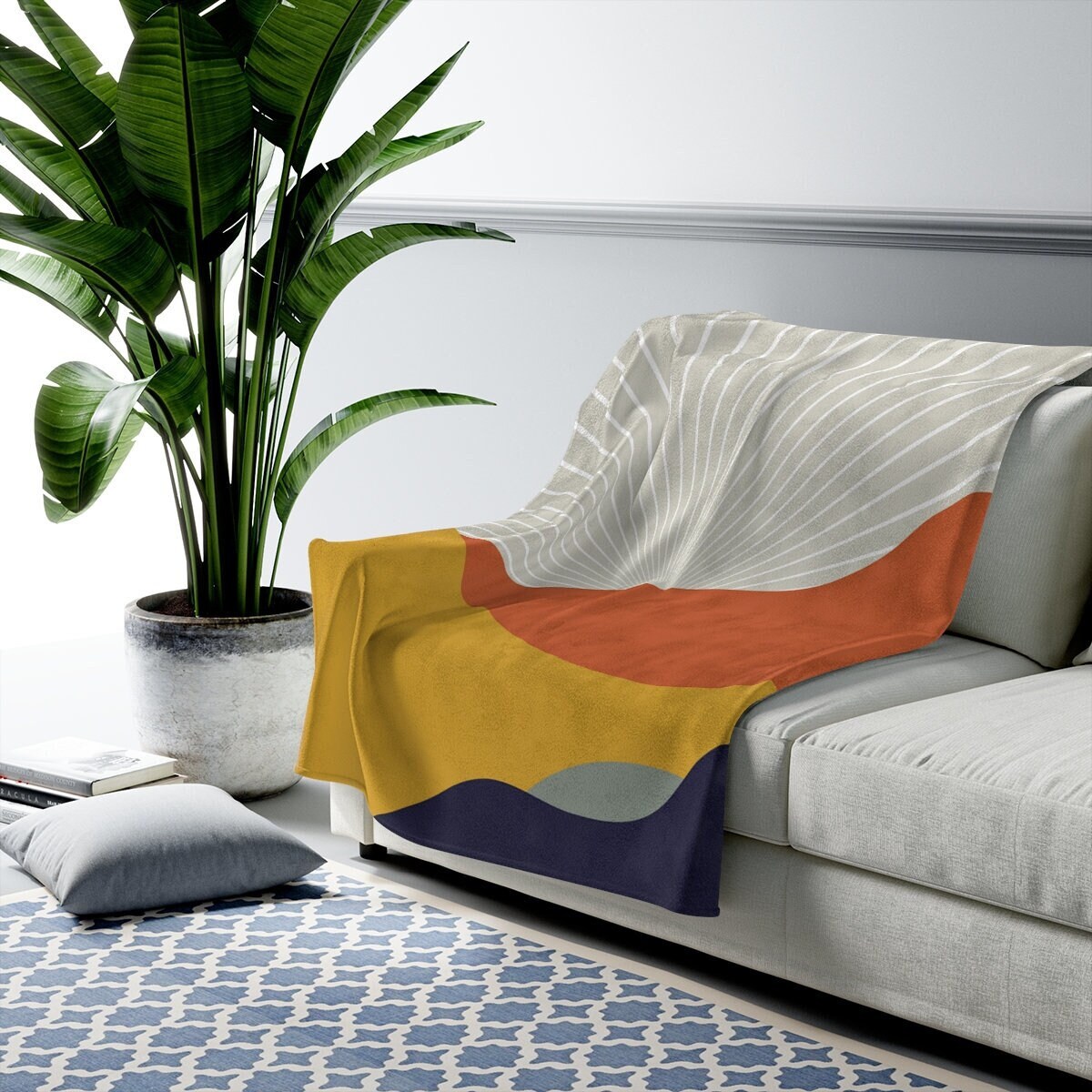Yellow and navy throw blanket hotsell