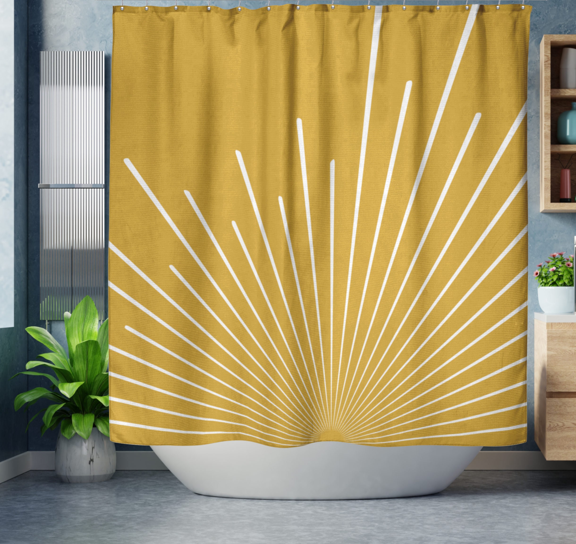 Boho Shower Curtain Sunburst Bohemian Shower Curtain Boho Etsy
