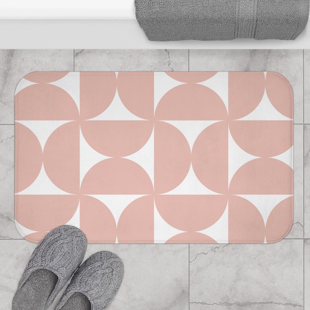 Retro Bath Mat, Bauhaus Abstract Shapes Mid Century Modern Boho Bath ...
