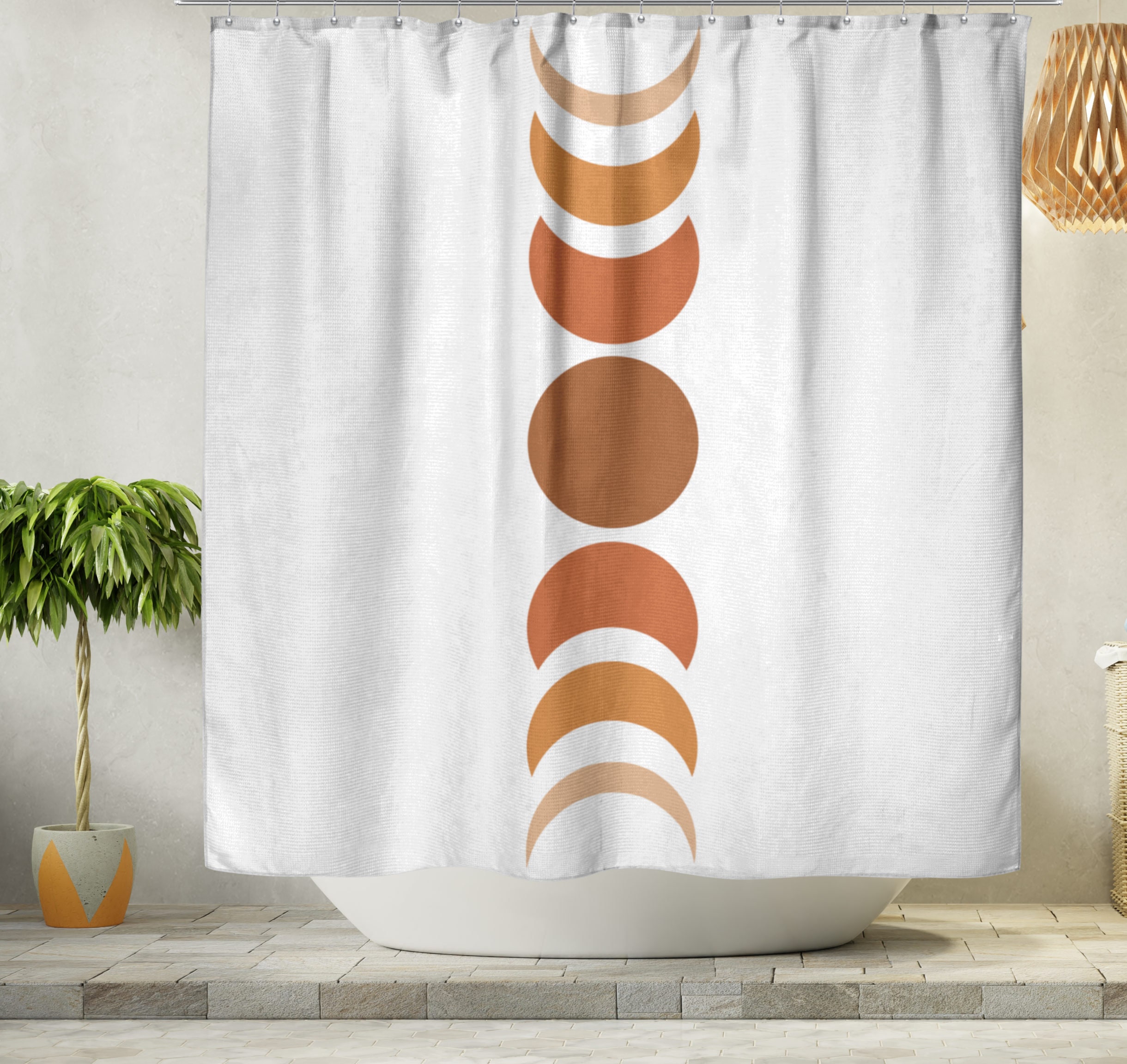 Black Moon Phases Boho Shower Curtain Lunar Bohemian Shower Etsy