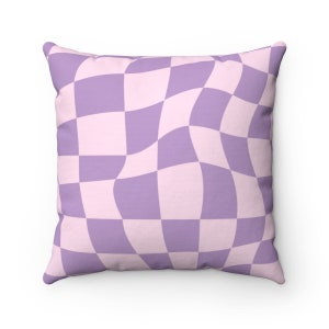Checkered Throw Pillow, Pink Purple Danish Pastel Room Decor Pillow Cover, Y2K Decor Pillow Case, Cute Indie Room Decor Aesthetic Retro